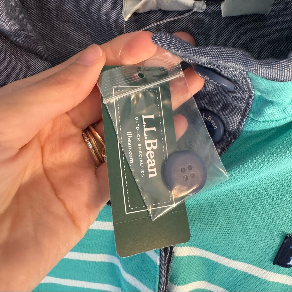 L.L. Bean Shoreline Aqua Striped Pullover - Picture 6 of 9